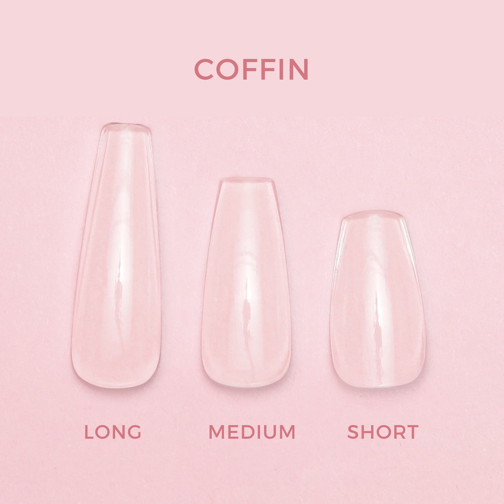 Soft Gel Press On Tipper • Coffin Long (600 stk)