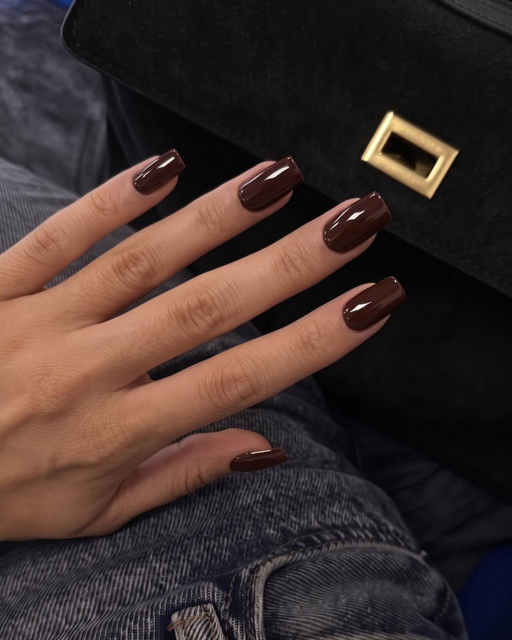 Gel Tips Square Short på hånden
